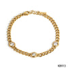 Wholesale Stainless Steel And Titanium Steel Necklace And Bracelet Set With Retro Cuban Chain And Round Zircon Electroplated