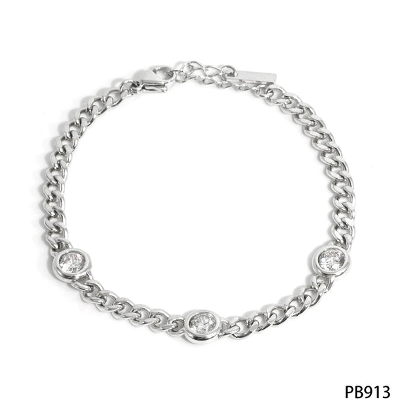 Wholesale Stainless Steel And Titanium Steel Necklace And Bracelet Set With Retro Cuban Chain And Round Zircon Electroplated