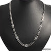 Wholesale Stainless Steel And Titanium Steel Necklace And Bracelet Set With Retro Cuban Chain And Round Zircon Electroplated