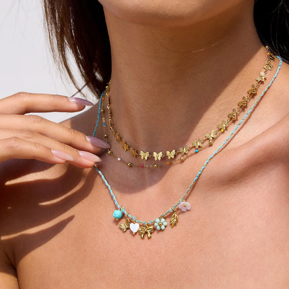 Wholesale Stainless Steel And Titanium Steel Necklace Old Money Style Geometric Shape Electroplated