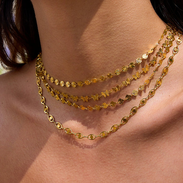 Wholesale Stainless Steel And Titanium Steel Necklace Old Money Style Geometric Shape Electroplated