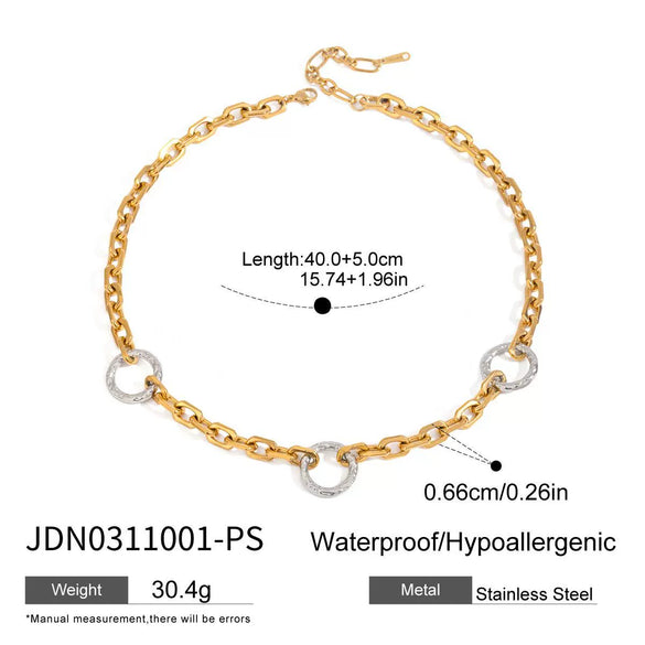 Wholesale Stainless Steel And Titanium Steel Necklace With Geometric Pattern And Electroplating Treatment Simple Hammer Round Design