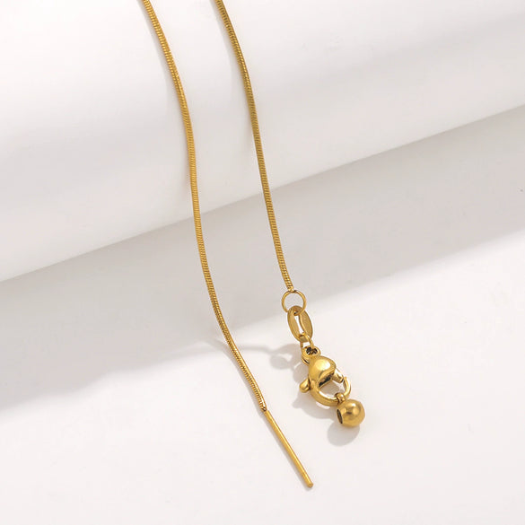 Wholesale Stainless Steel And Titanium Steel Ochain Clavicle Necklace With Geometric Beaded Pendant And Real Gold Plating For Women