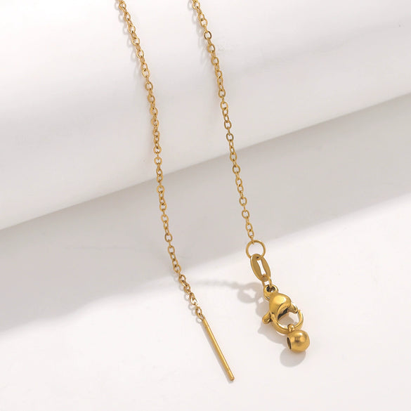 Wholesale Stainless Steel And Titanium Steel Ochain Clavicle Necklace With Geometric Beaded Pendant And Real Gold Plating For Women