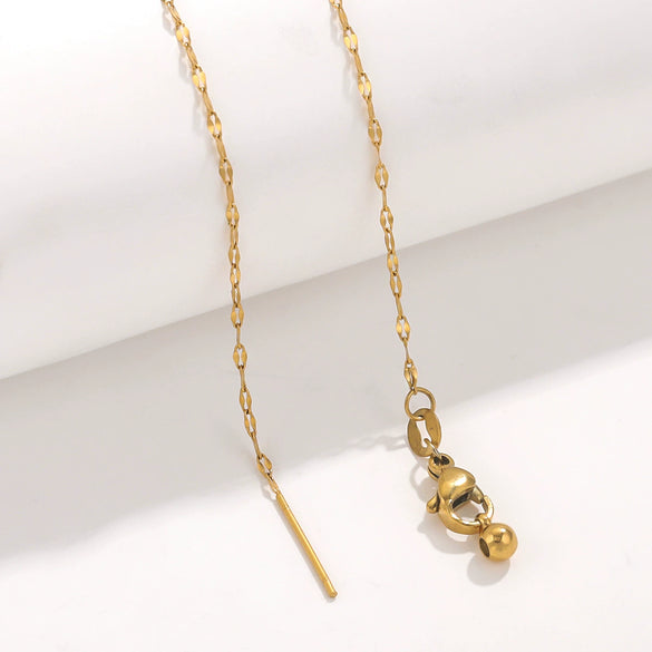 Wholesale Stainless Steel And Titanium Steel Ochain Clavicle Necklace With Geometric Beaded Pendant And Real Gold Plating For Women