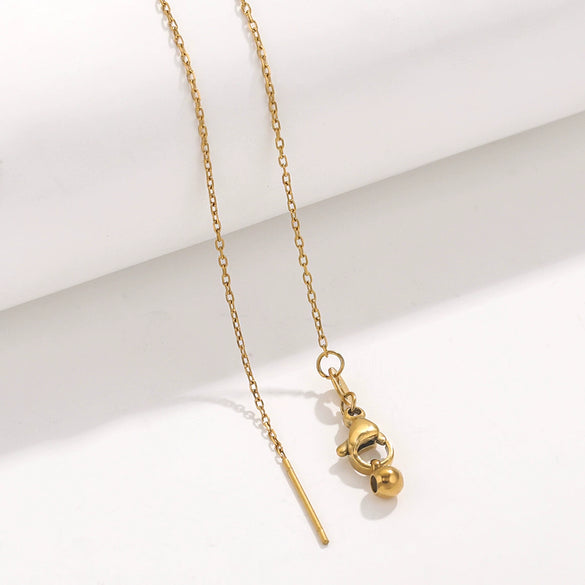 Wholesale Stainless Steel And Titanium Steel Ochain Clavicle Necklace With Geometric Beaded Pendant And Real Gold Plating For Women
