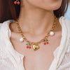 Wholesale Stainless Steel And Titanium Steel Pearl Necklace With Geometric Pendant And Regular Chain Electroplated Minimalist Style Women's Diy Jewelry Accessories