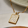 Wholesale Stainless Steel And Titanium Steel Rectangular Geometric Pendant Necklace With White Diamond Electroplated For Women In Classic Style