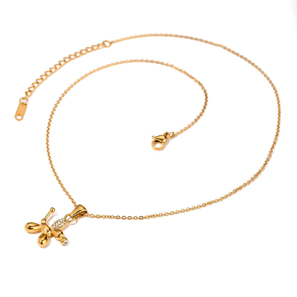 Wholesale Stainless Steel And Titanium Steel Rhinestone Dog Shaped Letter Clavicle Chain Jewelry With Electroplating For Women