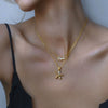 Wholesale Stainless Steel And Titanium Steel Rhinestone Dog Shaped Letter Clavicle Chain Jewelry With Electroplating For Women