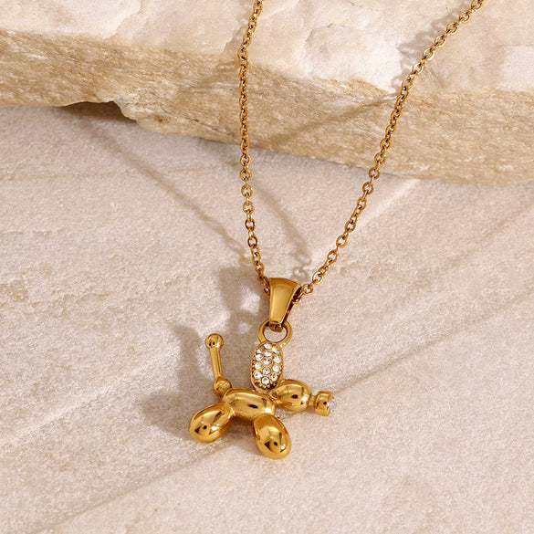 Wholesale Stainless Steel And Titanium Steel Rhinestone Dog Shaped Letter Clavicle Chain Jewelry With Electroplating For Women