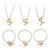 Wholesale 316L Stainless Steel And 316L Stainless Steel Sea Life Pattern Freshwater Pearl Ot Buckle Necklace And Bracelet Set 18K Gold Plated Fashion Style For Women
