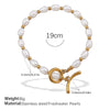Wholesale 316L Stainless Steel And 316L Stainless Steel Sea Life Pattern Freshwater Pearl Ot Buckle Necklace And Bracelet Set 18K Gold Plated Fashion Style For Women