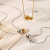 Wholesale Stainless Steel And Titanium Steel Snake Bone Chain Geometric Spherical Pendant Necklace With Gold And Silver Color Matching Electroplating For Women