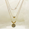 Wholesale Stainless Steel And Titanium Steel Star Moon Clavicle Necklace With Enamel Color Drop Oil Disc Pendant Electroplated For Women