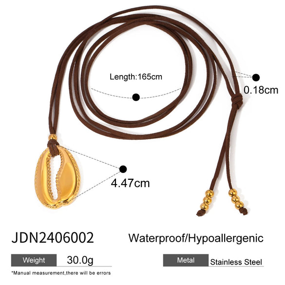 Wholesale Stainless Steel And Titanium Steel Starfish Shaped Women's Necklace With Black Rope Electroplated Treatment Geometric Design