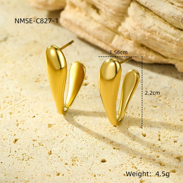 Wholesale Stainless Steel And Titanium Steel Vshaped Earrings Normcore Style Electroplated For Women
