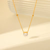 Wholesale Stainless Steel And Titanium Steel Women's Clavicle Chain Necklace With Heart And Geometric Pattern Electroplated Design