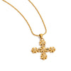 Wholesale Stainless Steel And Titanium Steel Women's Geometric Flower Cross Pendant Necklace With Diamond And Electroplating