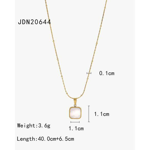 Wholesale Stainless Steel And Titanium Steel Women's Geometric Square Pendant Necklace With 14K Gold Plated Electroplating Treatment