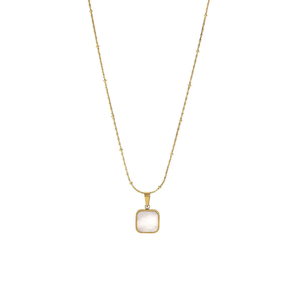 Wholesale Stainless Steel And Titanium Steel Women's Geometric Square Pendant Necklace With 14K Gold Plated Electroplating Treatment