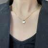 Wholesale Stainless Steel And Titanium Steel Women's Geometric Square Pendant Necklace With 14K Gold Plated Electroplating Treatment