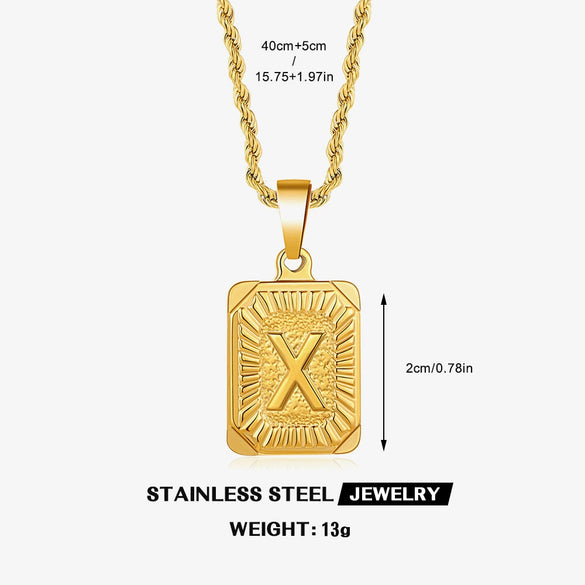 Wholesale Stainless Steel And Titanium Steel Women's Letter Square Necklace With Electroplating Treatment