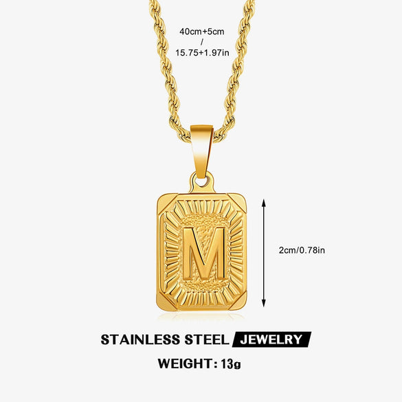 Wholesale Stainless Steel And Titanium Steel Women's Letter Square Necklace With Electroplating Treatment