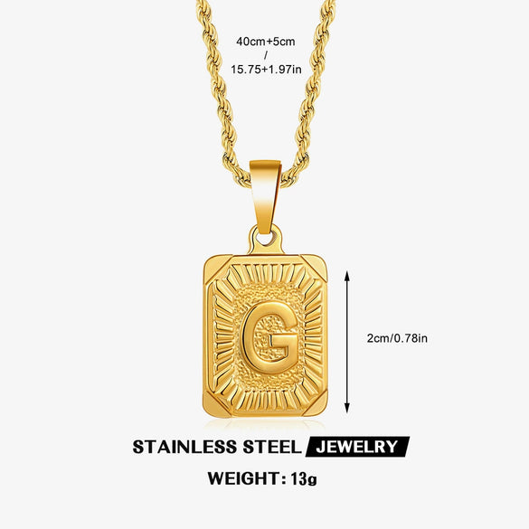 Wholesale Stainless Steel And Titanium Steel Women's Letter Square Necklace With Electroplating Treatment