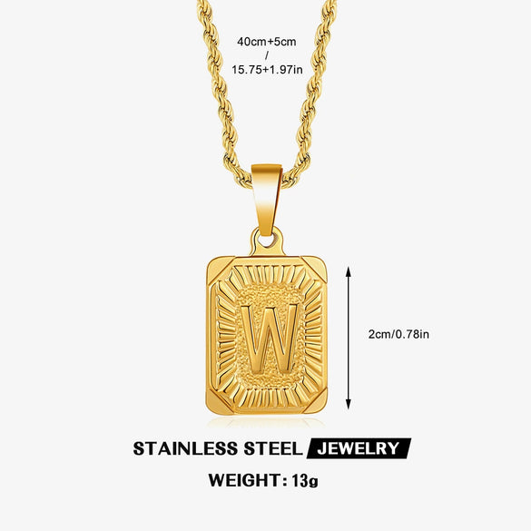 Wholesale Stainless Steel And Titanium Steel Women's Letter Square Necklace With Electroplating Treatment