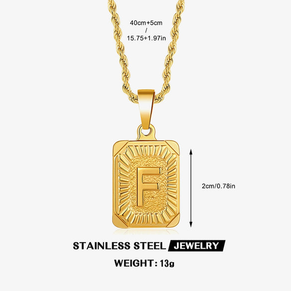 Wholesale Stainless Steel And Titanium Steel Women's Letter Square Necklace With Electroplating Treatment