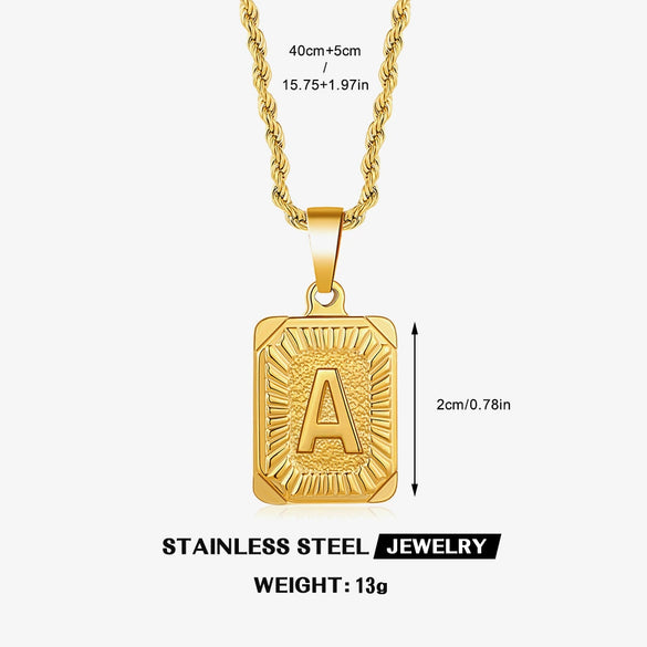 Wholesale Stainless Steel And Titanium Steel Women's Letter Square Necklace With Electroplating Treatment