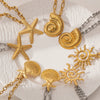 Wholesale Stainless Steel And Titanium Steel Women's Necklace With Conch Starfish Sun Patterns Electroplated Cross Chain Cuban Chain In Ins Nature Style