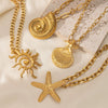 Wholesale Stainless Steel And Titanium Steel Women's Necklace With Conch Starfish Sun Patterns Electroplated Cross Chain Cuban Chain In Ins Nature Style