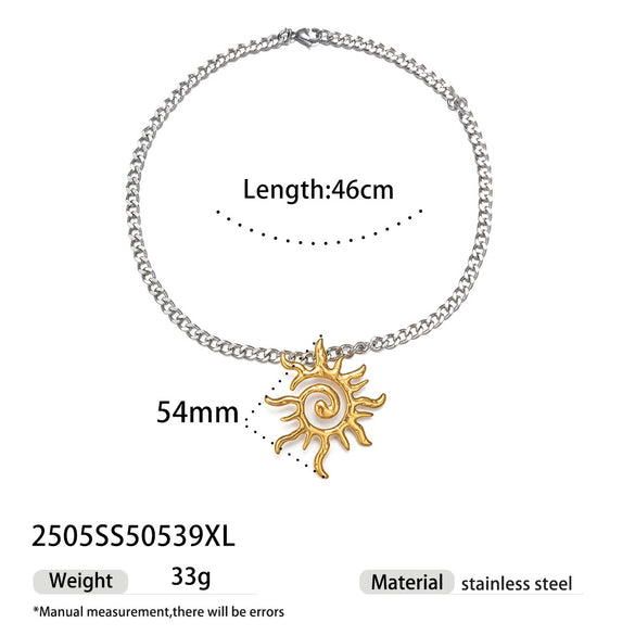 Wholesale Stainless Steel And Titanium Steel Women's Necklace With Conch Starfish Sun Patterns Electroplated Cross Chain Cuban Chain In Ins Nature Style