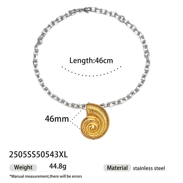 Wholesale Stainless Steel And Titanium Steel Women's Necklace With Conch Starfish Sun Patterns Electroplated Cross Chain Cuban Chain In Ins Nature Style