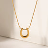 Wholesale Stainless Steel And Titanium Steel Women's Necklace With Ushaped Geometric Pendant And Snake Bone Chain Electroplated