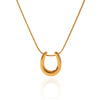 Wholesale Stainless Steel And Titanium Steel Women's Necklace With Ushaped Geometric Pendant And Snake Bone Chain Electroplated