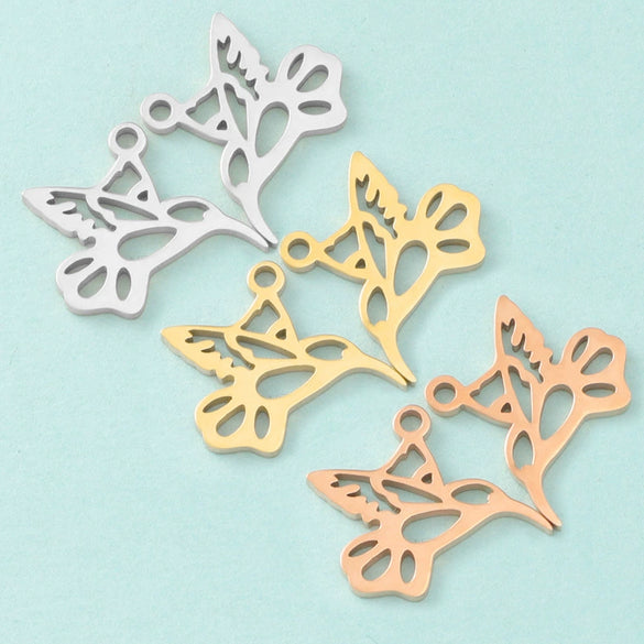 Wholesale Stainless Steel Animal Bird Hollow Doublesided Pendant Jewelry Accessories Finely Polished