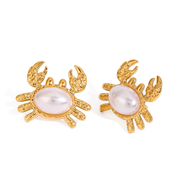 Wholesale Stainless Steel Animal Geometric Style Electroplated Crab Earrings Jewelry