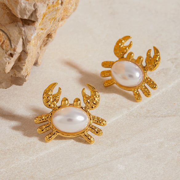Wholesale Stainless Steel Animal Geometric Style Electroplated Crab Earrings Jewelry