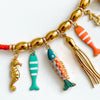 Wholesale Stainless Steel Animal Multi Pendant Necklace With Electroplating Seahorse Octopus Conch Clownfish Design