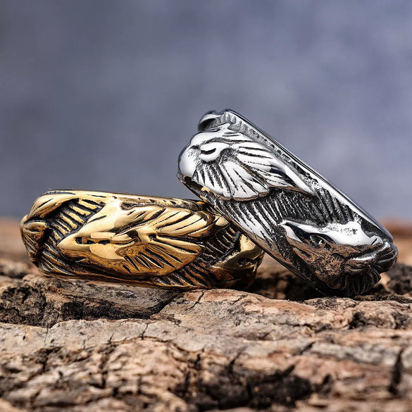 Wholesale Stainless Steel Animal Relief Ring Retro Style Polishing Treatment