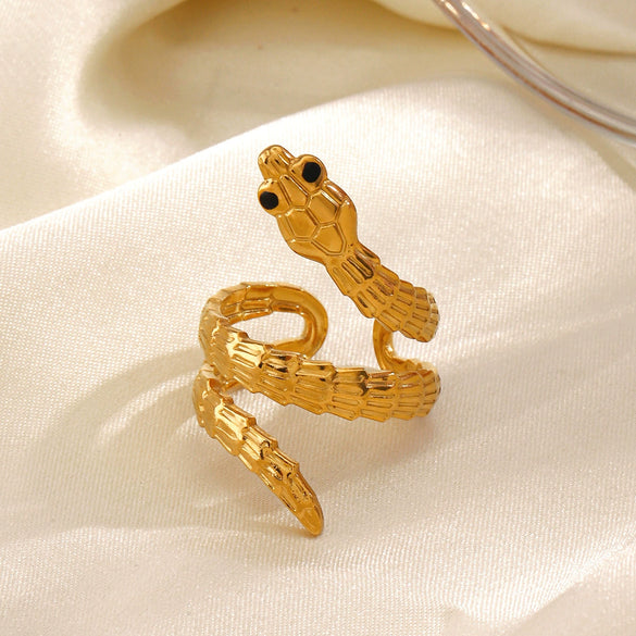 Wholesale Stainless Steel Animal Snake Zodiac Open Ring For Women With Electroplating