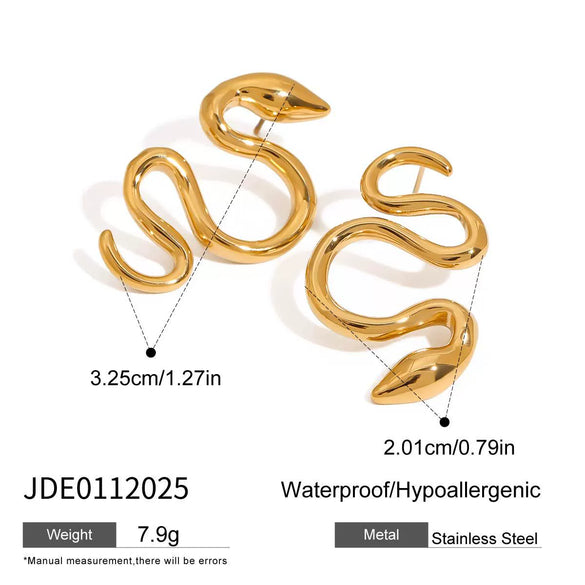 Wholesale Stainless Steel Animal Style Geometric Snake Earrings With Electroplating