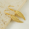 Wholesale 316L Stainless Steel Animal Zodiac Feather Wings Gold Plated Earrings