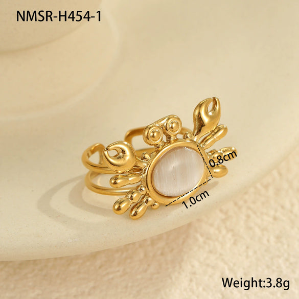 Wholesale Stainless Steel Animal Zodiac Geometric Ring Jewelry Light Luxury Style Electroplated