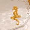 Wholesale Stainless Steel Animal Zodiac Hippocampus Women's Ring With Electroplating