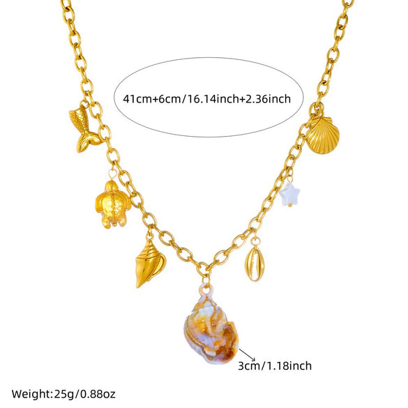 Wholesale Stainless Steel Animal Zodiac Marine Life Pendant Necklace With O Word Chain And Electroplating