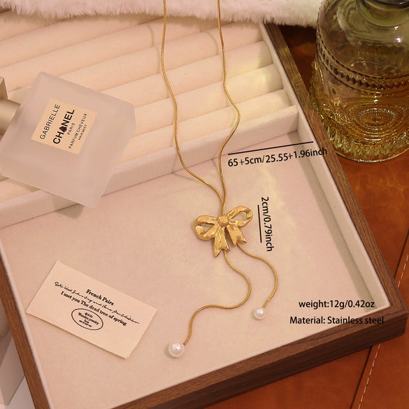 Wholesale Stainless Steel Animal Zodiac Pattern Pull Out Butterfly Pendant Long Sweater Chain Pig Nose Necklace Jewelry